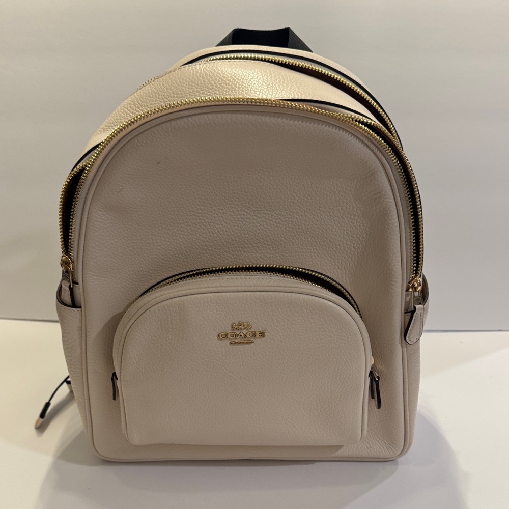 Coach Cream Leather Backpack with Gold Accents